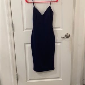 Lulus Blue Spaghetti Strap Bodycon Midi Dress